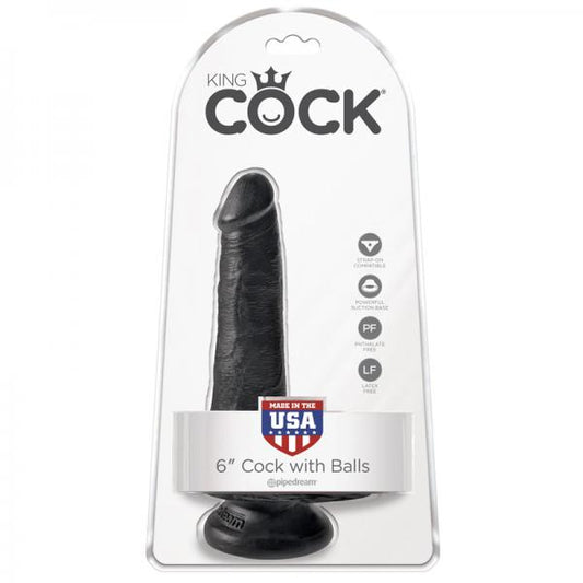 King Cock 6in Cock With Balls - Black