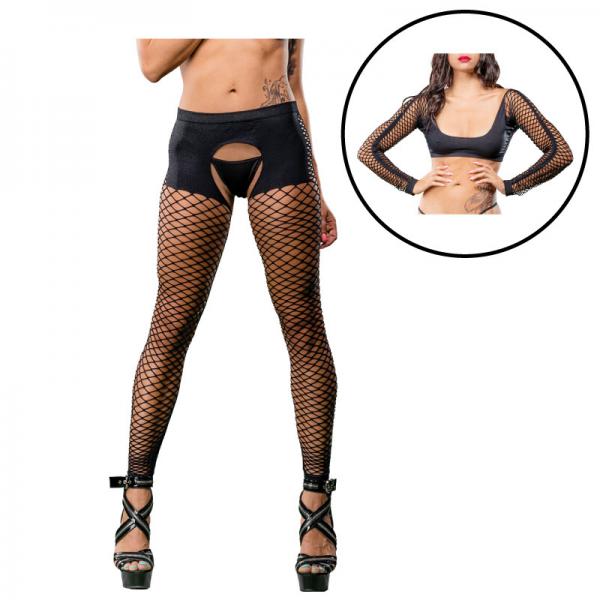 Black Crotchless Mesh/fishnet Legging