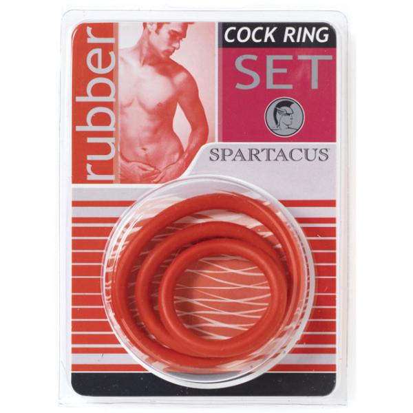Spartacus Cock Ring Set (3 Rubber Enhancers/red)