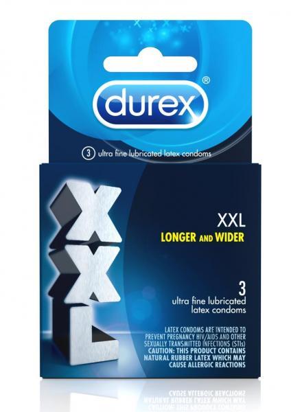 Durex XXL Lubricated 3 Pack Latex Condoms