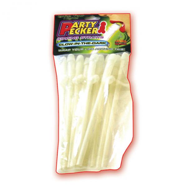 Party Pecker Sipping Straws Glow 10 Pack