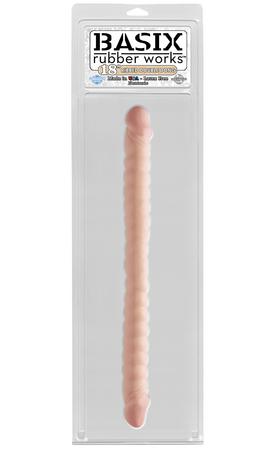 Basix Rubber Works - 18in. Ribbed Double Dong Beige