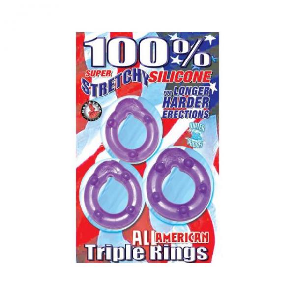 All American Triple Rings (clear/purple)