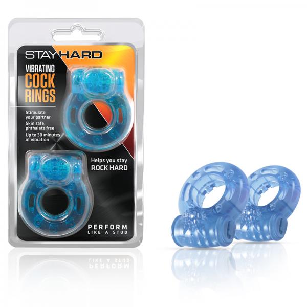 Stay Hard Vibrating Cock Ring 2 Pack Blue
