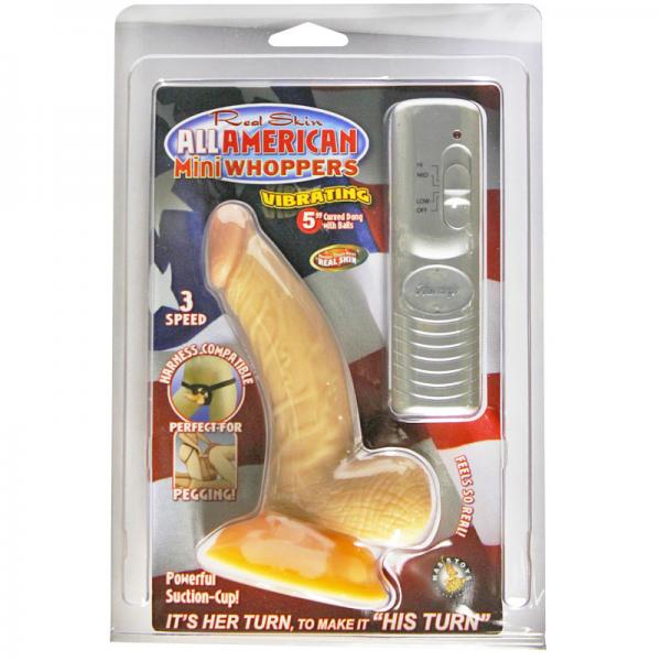 All American Mini Whoppers 5in Curved Vibrating Dong