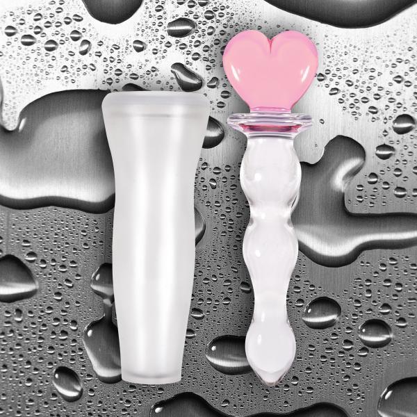 Crystal Heart Of Glass Wand and Vase - Pink