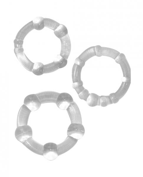Ram Beaded Cock Rings Clear Pack of 3