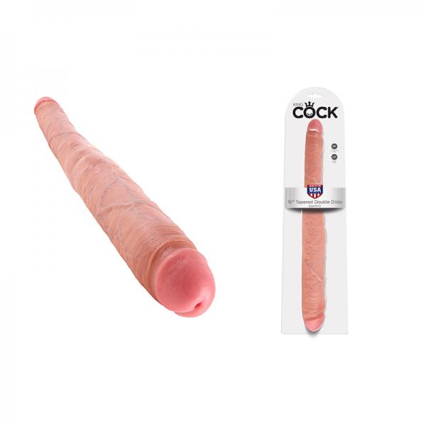 King Cock 16in Tapered Double Dildo - Beige