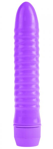 Neon Ribbed Rocket Purple Vibrator