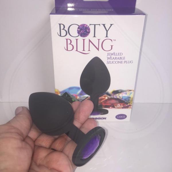 Booty Bling Large Black Plug Purple Stone