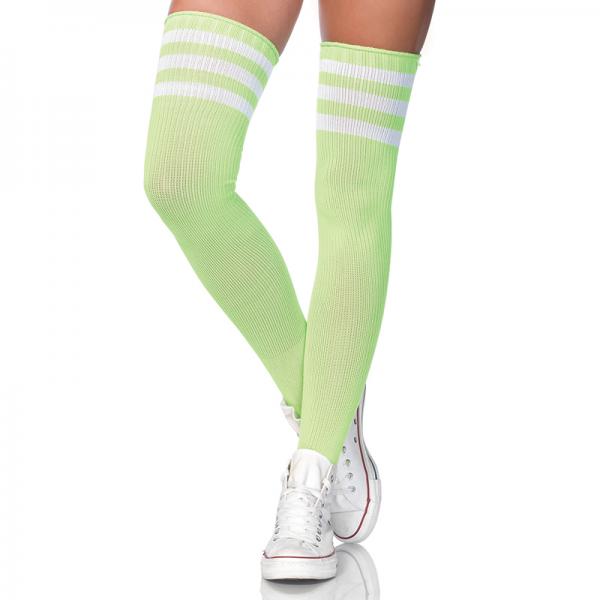 Athlete Thigh Highs with 3 Stripes Top O/S Neon Green