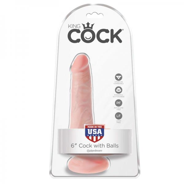 King Cock 6in Cock With Balls - Flesh