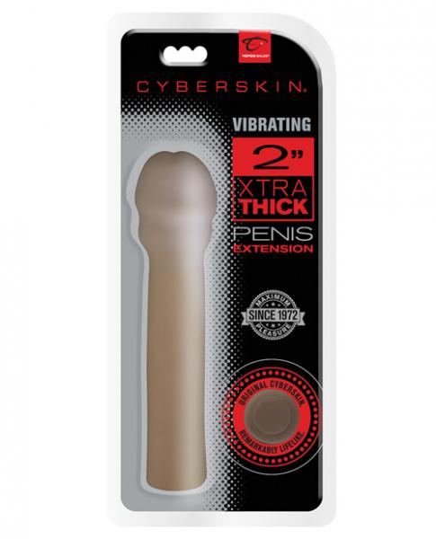 2 inches Cyberskin Xtra Thick Vibrating Transformer Penis Extension Brown