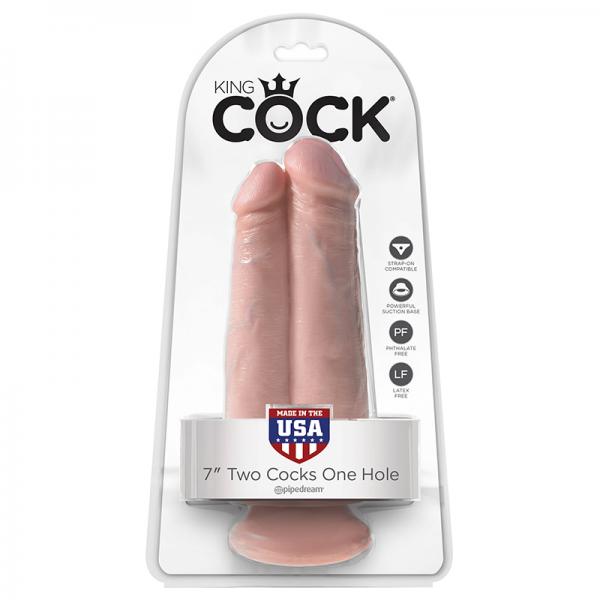 King Cock 7in Two Cocks One Hole Flesh