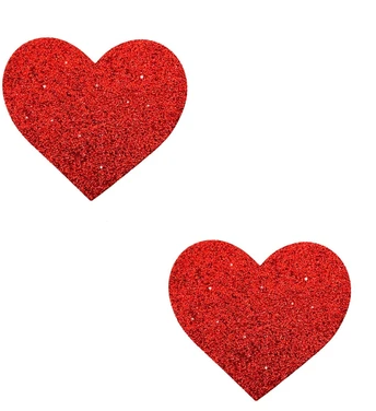 Neva Nude Pasty Hearts Glitter Red
