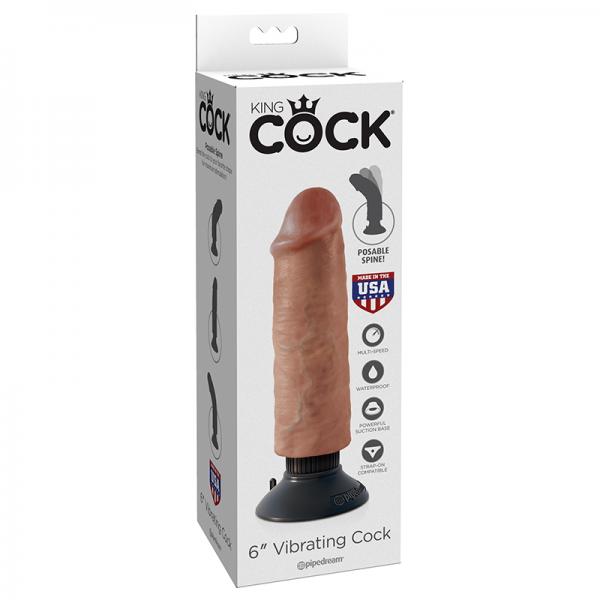 King Cock 6in Vibrating Cock Tan