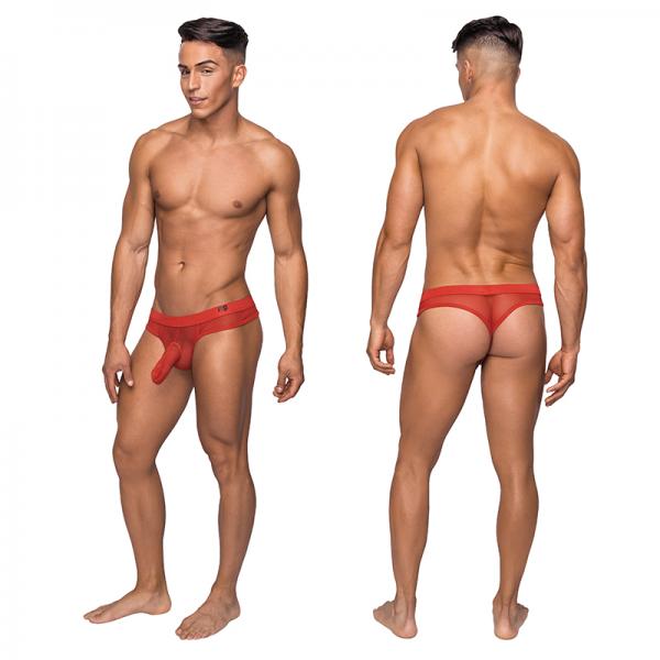 Male Power Hoser Hose Low Rise Thong Red S/M Underwear