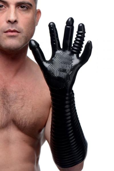 Pleasure Fister Extra Long Textured Fisting Glove Black