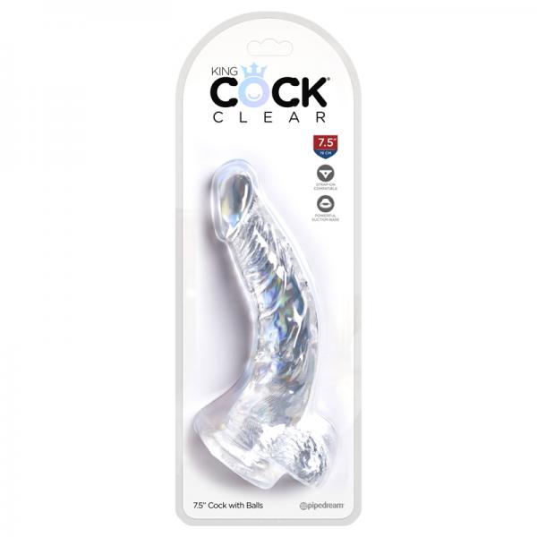 King Cock Clear 7.5in Cock With Balls