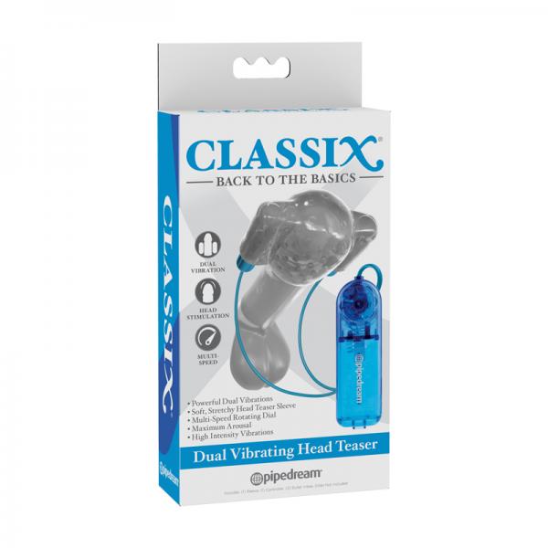 Classix Dual Vibrating Head Teaser (blue/clear)