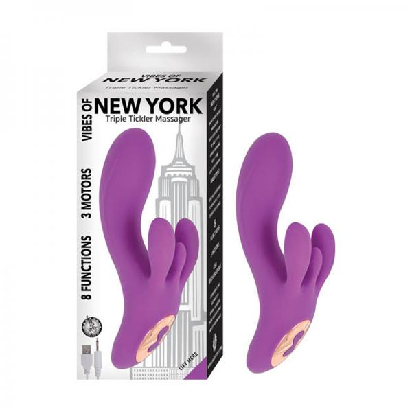 Vibes Of New York Triple Tickler Massager-purple
