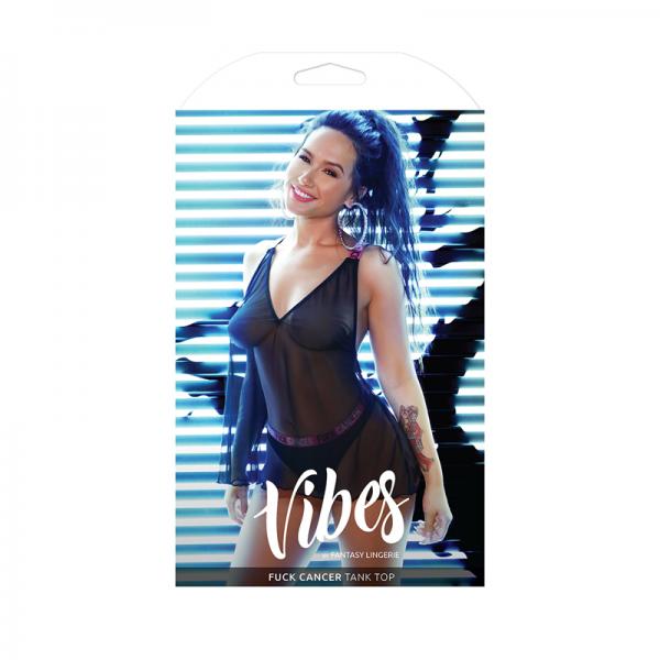 Vibes Fuck Cancer Racerback Tank Top Blk S/m
