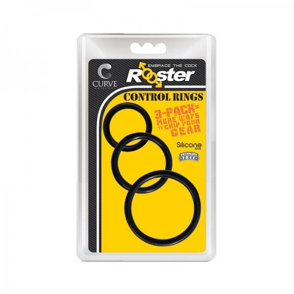 Rooster Control Rings Cock Ring Trio Black