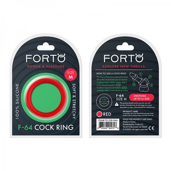 Forto F-64: 45mm 100% Silicone Ring Wide Med Red