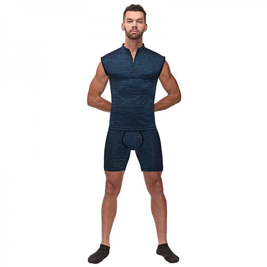 Mp Peak Performance Zipper Tank Blue Lrg