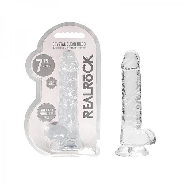Realrock Realistic Dildo With Balls 7in Transparent