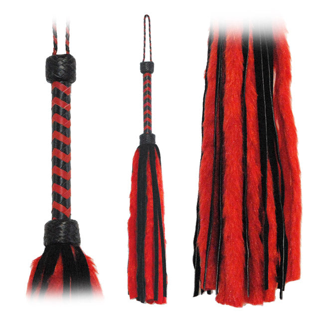 Flogger Red Fur Black Suede Tails 26in