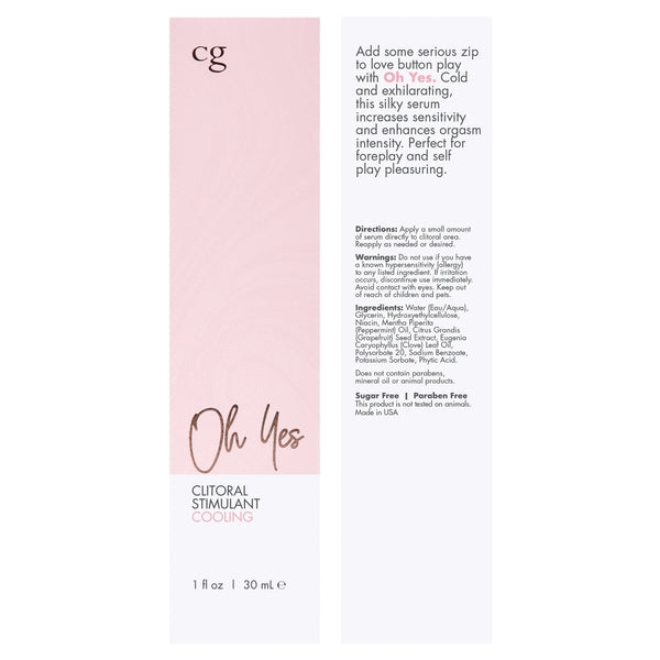 OH YES Cooling Clitoral Stimulant - Fragrance Free 1oz | 30mL