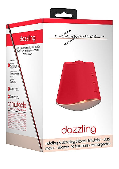 Elegance Dazzling Rotating &amp; Vibrating Clitoral Stimulator Red